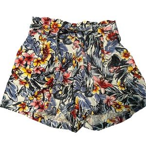 Joe B Patterned Floral Paperbag High Waist Shorts
